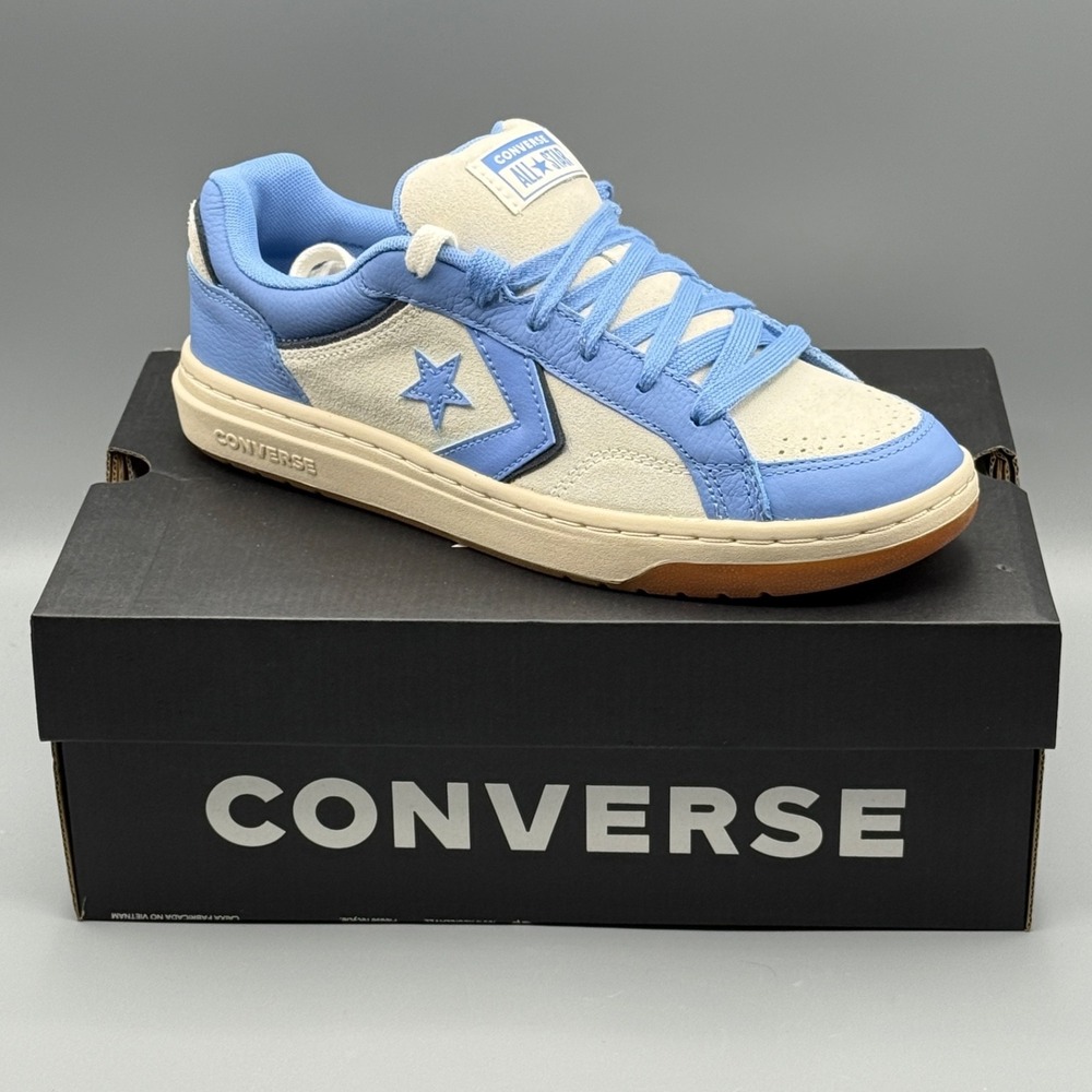 Converse Men's 9 Leather Blue Women's 10.5 Pro Blaze Egret Suede A14245C